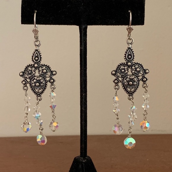 Jewelry - Sterling Silver Crystal Chandelier Earrings
